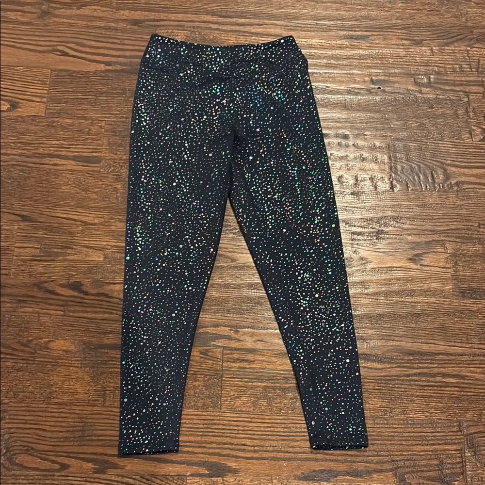 Kids Black and Multicolor Speckled Leggings